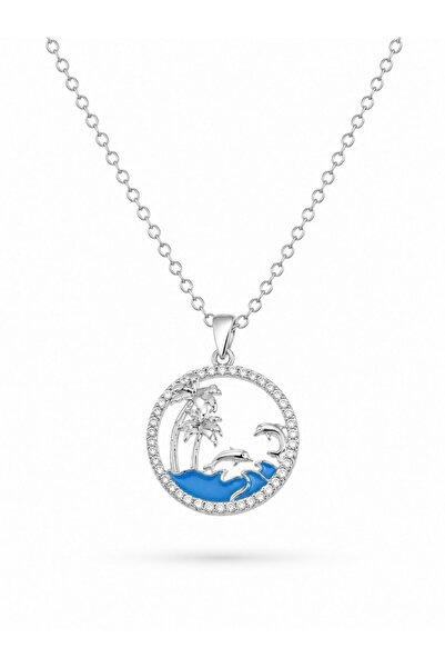 serelya 316L Steel Chain Silver Color Zircon Stone Sea Themed Women's Necklace
