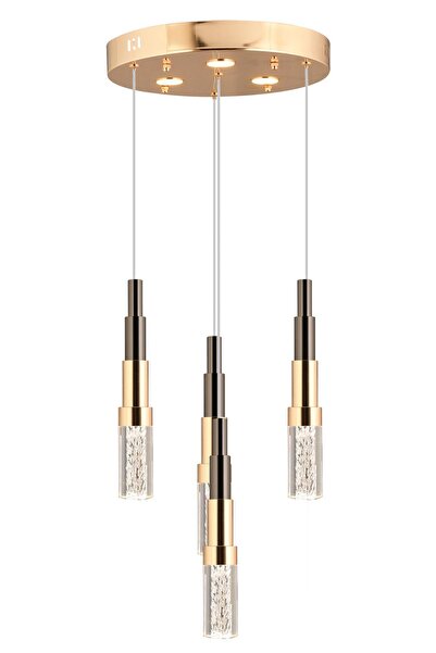 Avonni AV-7015-8039-3+1 Gold Kaplama Klasik Avize LED Metal Pleksi H: 100 cm,...