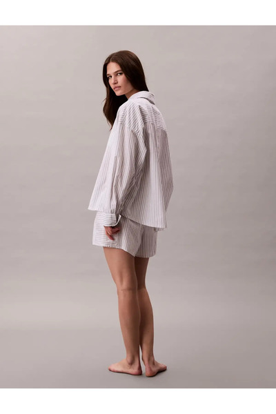 Calvin Klein COTTON POPLIN SHIRT Beyaz Kadın Pijama Gömleği