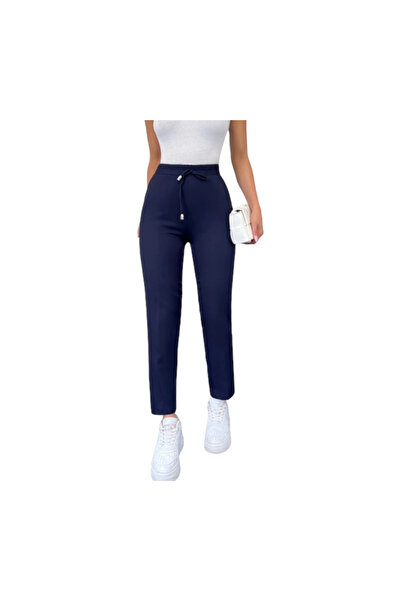 Generic Women's Pipe-Leg Casual Trousers – Effortless Comfort, Navy