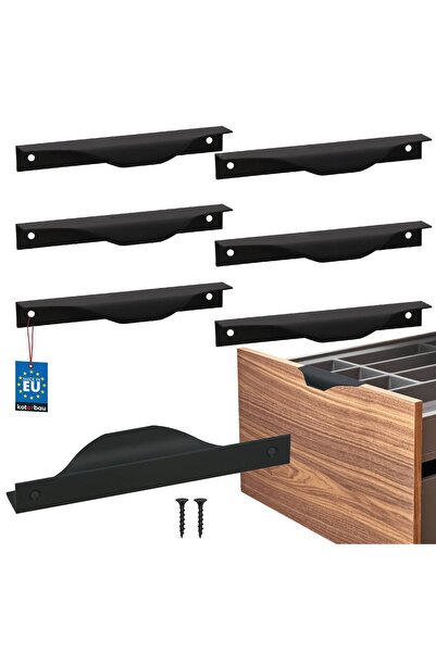 KOTARBAU Mâner de mobilier modern tip  "Edge " din aluminiu negru mat 128 / 1...