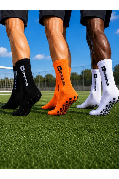 Shuttle Park 3 Pairs Unisex Special Series White Black Orange Anti Slip Non Slip Silicone Towel Sole Seamless Match Pro Athlete Socks