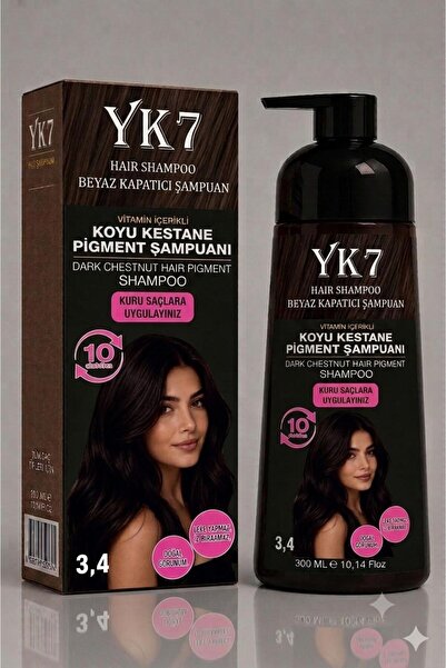 yk7 kozmetik yk7 Beyaz Kapatıcı (Koyu Kestane 3.4 ) Hızlı Boya 300 ml. (AMONY...