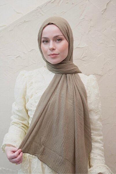 YILDIZ SCARFS Waffle Pattern Dubai Cotton Shawl - Mink