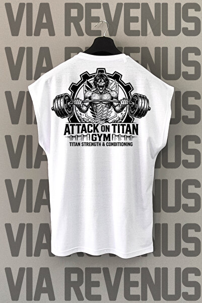 Vordevia Attack on Titan Gym Back Printed Zero Sleeve Crew Neck Sports Tshirt