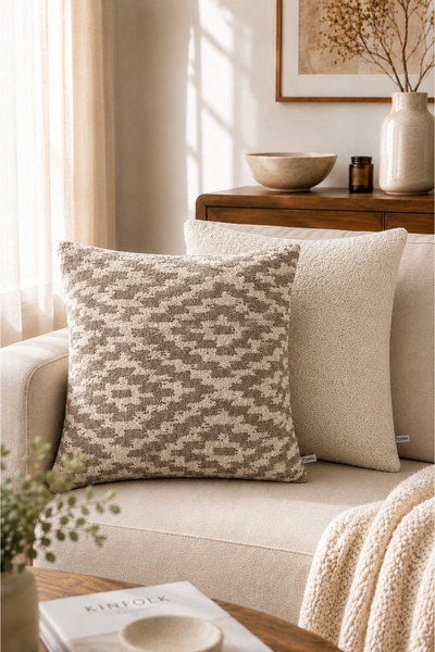 Typoniq Attitude Included Mosaic & Beige Bukle Premium Throw Pillow Cover Set...
