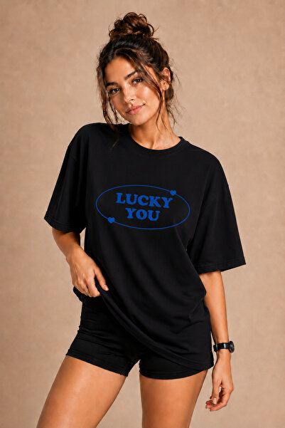 FECCY Premium Luck You unisex oversize ženska majica pamučna oversize majica
