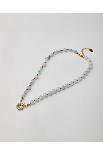 THE GEM STORIES JEWELRY Κολιέ Ακουαμαρίνας Διπλής Υφής