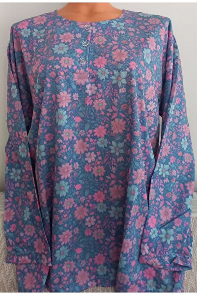 Anne Er Clothing Paper Print Combed Cotton Blouse Long-Sleeve 3 Buttons Multi...