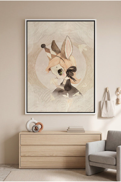 Jasmine Art لوحة جدارية للأطفال بتصميم فتاة أرنبية مرحة |   لوحة قماشية مؤطرة...