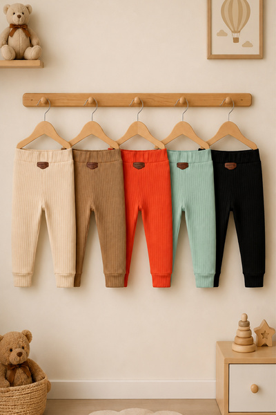 MAHFEL 5-Pack 100% Cotton Flexible Ribbed Baby Alpine Pants Unisex