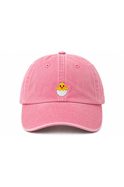 WeavedCo Cute Chick Emoji Embroidered Vintage Washed Cap Hat