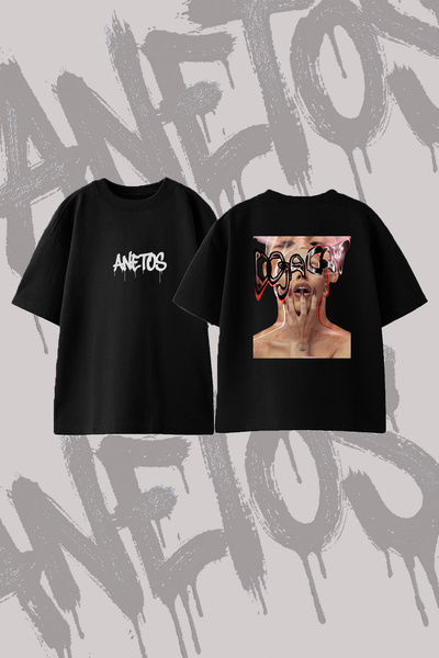 Anetos Doja Cat_21 dizajn, pamučna crna oversize majica sa štampanim leđima