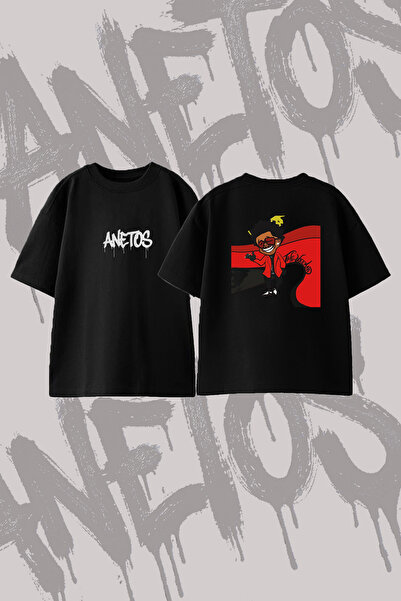 Anetos تي شيرت The Weeknd_8 ذو تصميم مطبوع من الخلف مصنوع من القطن باللون الأ...