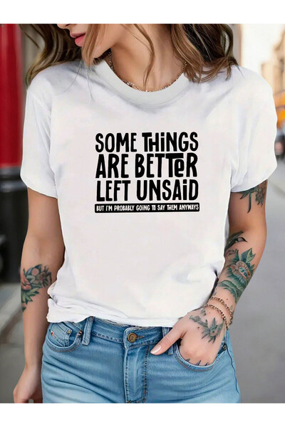 Astogria13 Women's Funny Slogan T-Shirt "Some Things Are Better Left Unsaid B...
