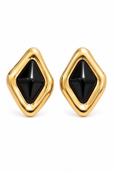DEMOKAN Vip Series Metallic Frame Acrylic Stone Earrings