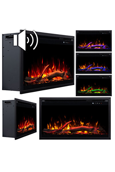 Aflamo Semineu electric incorporabil 3D 100x60 sunet incorporat si aplicatie ...