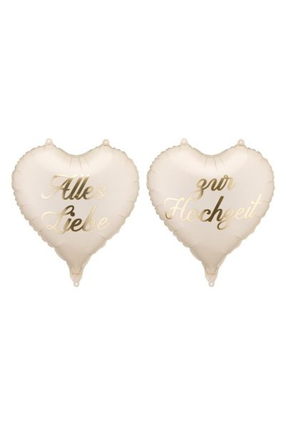 Partydeco Balon folie Alles Liebe zur Hochzeit, inima, 45 cm, cu text auriu, ...