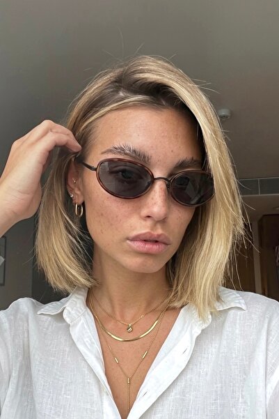 REN EYEWEAR Livela Küçük Oval Güneş Gözlüğü İnce Metal Çerçeveli Kahverengi L...