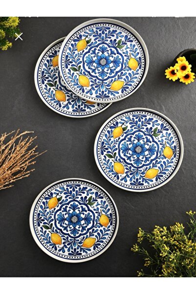FLORAL FLOWERS ATAİLER 4 lü limon desenli tepsi