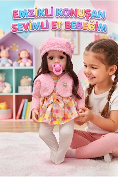Tıfıl Toys Emzikli Sevimli %100 Et Bebek - 50 cm Konuşan Gerçekçi Oyun Arkada...
