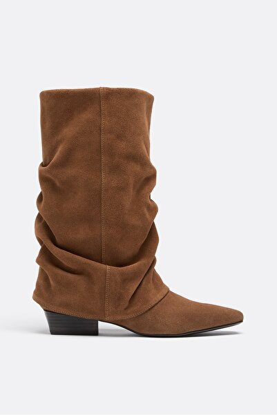 Stradivarius Slouchy kesim deri düz bot