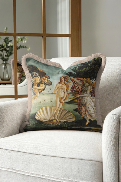 Evimde Bambaşka Mythological Art Renaissance Fringed Pillowcase-Allegorical S...