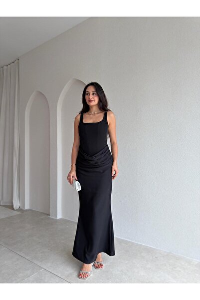 Mooi Butik فستان ماكسي شيلا 3013 - أسود