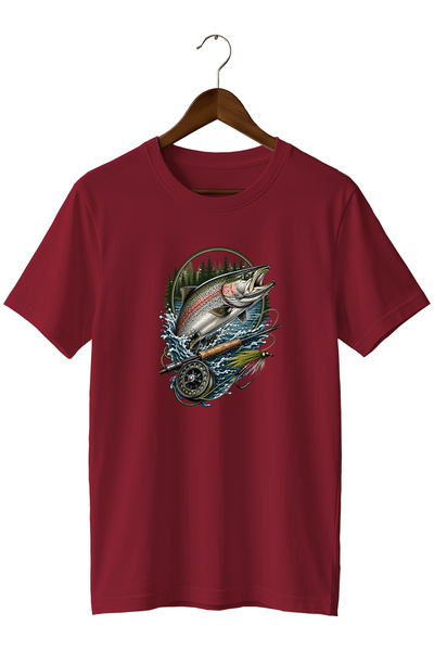 remonz Unisex Salmon Fish Print T-Shirt – Fly Fishing and Outdoor Themed Crew...