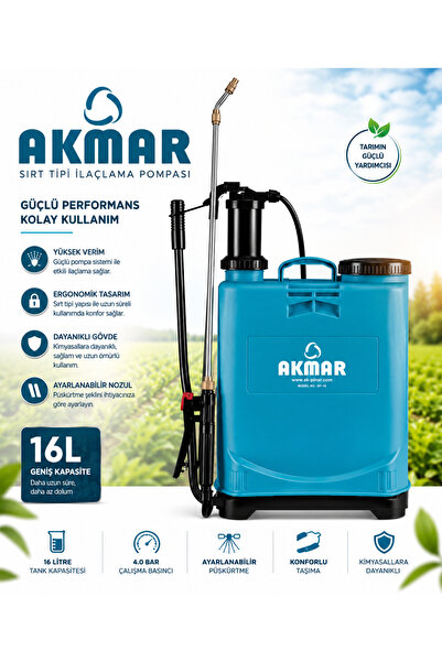 Akmar Mekanik Sırt Tipi Ilaçlama Ilaç Pompası Pulverizatör 16 Lt Kf-16