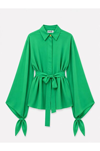 HANIQA Long Sleeve Shirt with Ribbon Detail and Buttons