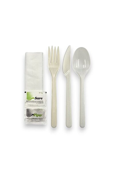 OEM SET LINGURA+FURCULITA+CUTIT+SERVETEL+SARE SI PIPER 100 BUC/SET