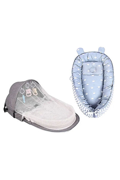 STAR BABiES Baby Sleeping Pod And Bed with Mosquito Net-Grey