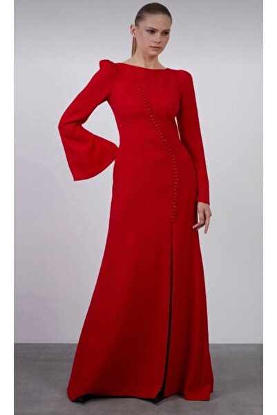 Elit couture Red Dress from the Gizia Brand, Crepe Fabric.