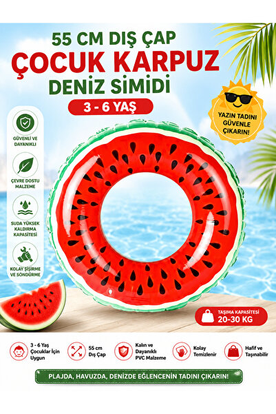 SUDESA OYUNCAK Children's Watermelon Patterned Bread Ring 55 cm 95838 (for Ag...