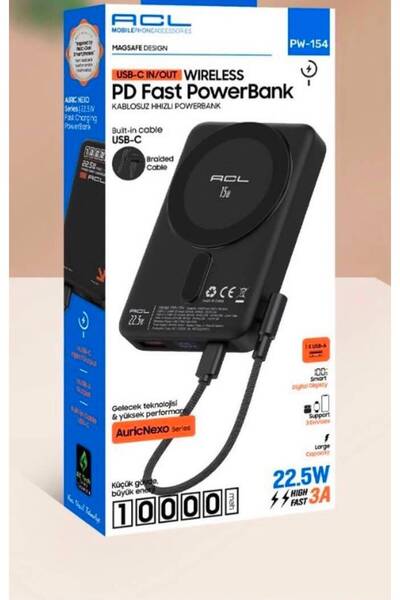 ACL PW154 22.5W Kablosuz manyetik Poverbank 10,000MAH pd Hızlı Şarj Dahili