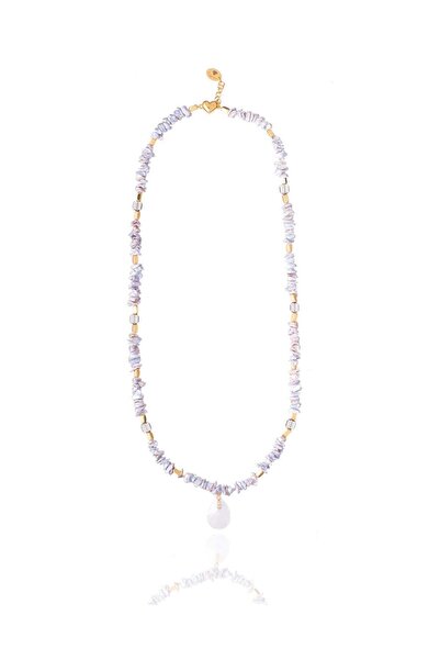 THE GEM STORIES JEWELRY Κολιέ με χαλαρές πέρλες και κρυστάλλους με στοιχείο σ...