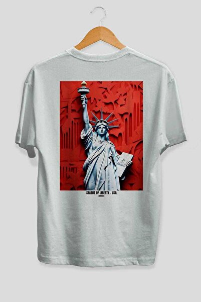 Ankhises Άγαλμα της Ελευθερίας Λευκό Oversize Country City Μπλουζάκι Unisex μ...