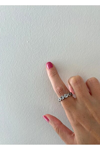 FASHION Full Tour Stone Detail Adjustable Silver Steel Ring