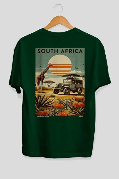 Ankhises South Africa Green Oversize Country City Back Printed Unisex T-Shirt...