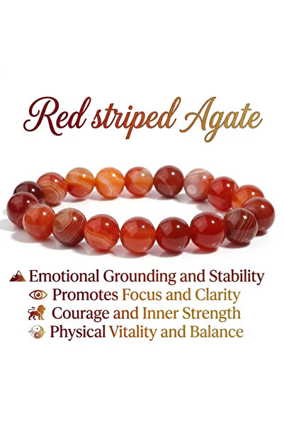 Moon of Noon Red Agate (Aqeeq) Bracelet of Best AAA Quality Natural Beads wit...