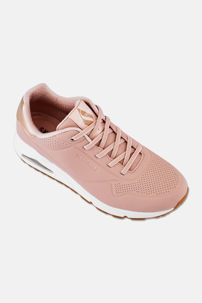 SKECHERS Women Uno Shimmer Away Slip On Sneaker Shoes, Blush Pink