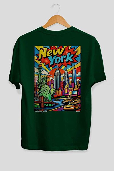 Ankhises Νέα Υόρκη ΗΠΑ Πράσινο Oversize Country City T-shirt με στάμπα στην π...