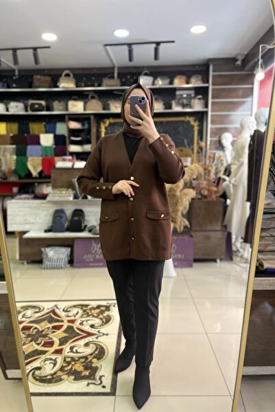 HÜMEYRA BUTİK Steel Knitwear Buttoned Cardigan