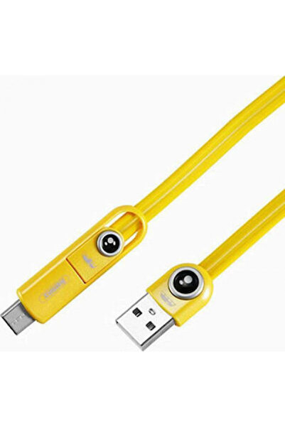 Remax Cutie RC-073th Επίπεδο Καλώδιο USB σε Lightning / Type-C 2.1A Κίτρινο 1μ