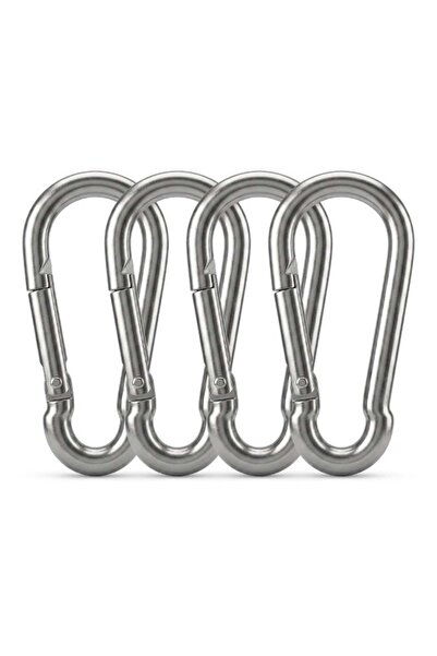 Duravel 4Pcs 2.3 Inch Galvanized Steel Carabiner Clips, Silver, Spring Snap H...