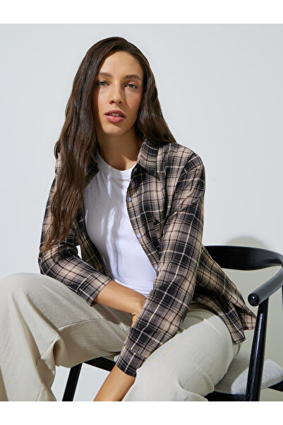 Styli Brown Plaid Long Sleeve Shirt