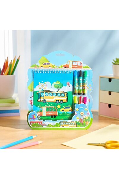 idei Children's Painting Top Bottom Set 7 Pieces Vehicles Theme Cartoon Bus, ...