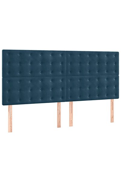vidaxl Tăblie de pat albastru închis 160x5x118/128 cm catifea