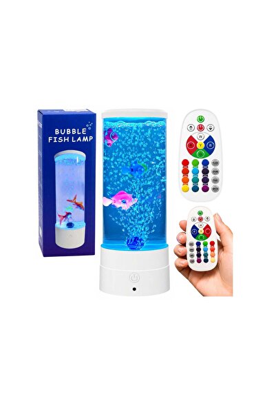 LEAN Lampă de veghe decorativă cu pești, lumină LED RGB, 16 culori, alb, 31098